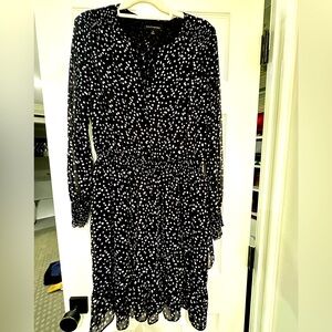 BANANA REPUBLIC Black Dot Print (white, pink, lavender) Cocktail Dress